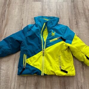 Spyder Blue Neon Green Skin SnowJacket Size 2